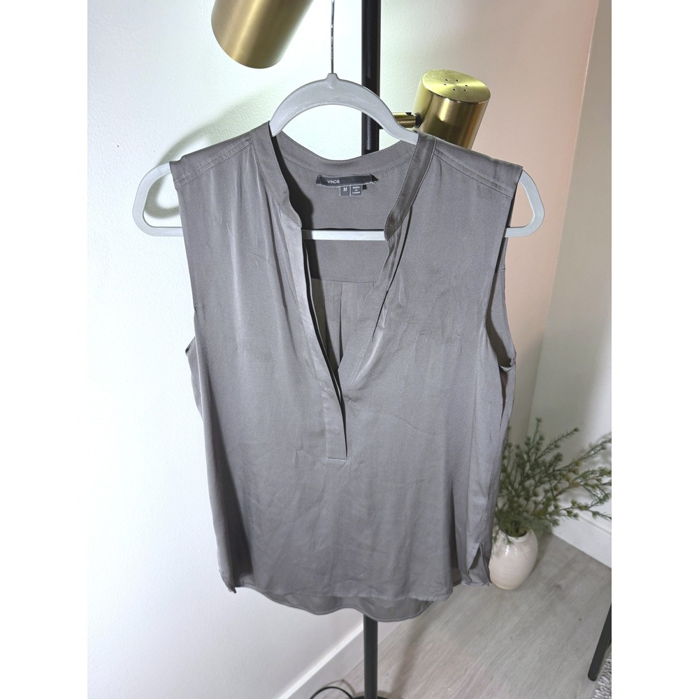 Vince silk tank seal gray ultra soft luxe sustainable quality office layering md